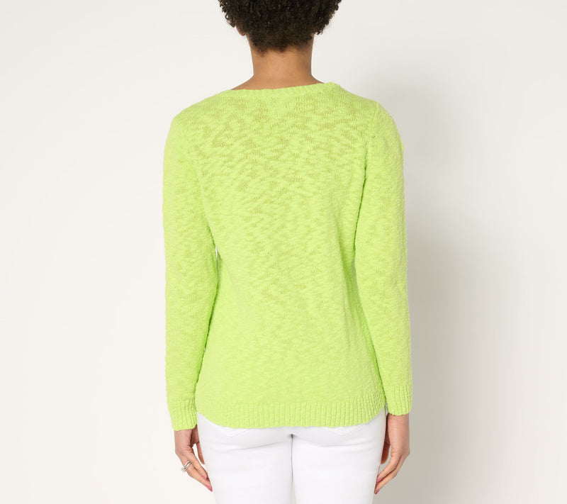 Belle Beach by Kim Gravel Gotta Getaway 100% Cotton V Neck Sweater — View 18