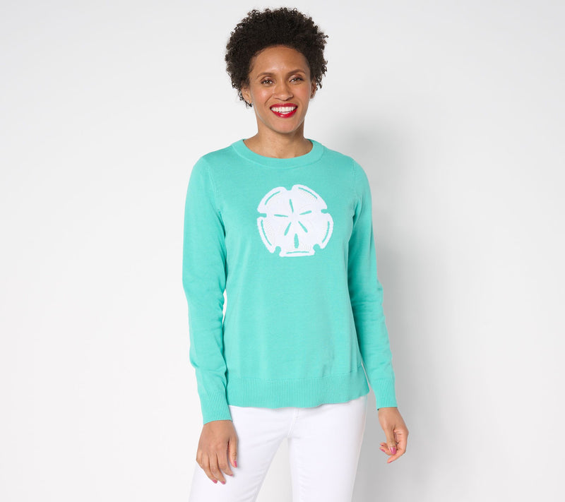 Belle by Kim Gravel Jeweled Sealife Boatneck Sweater — Main view