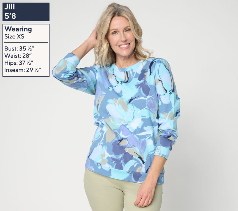 Denim & Co. Active Floral or Ombre French Terry Pullover — View 11