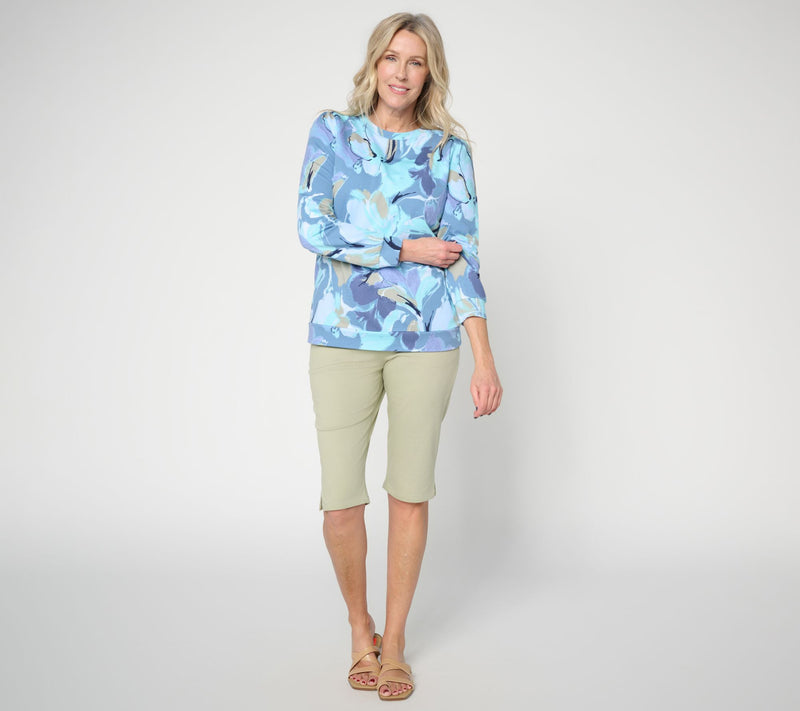 Denim & Co. Active Floral or Ombre French Terry Pullover — View 13