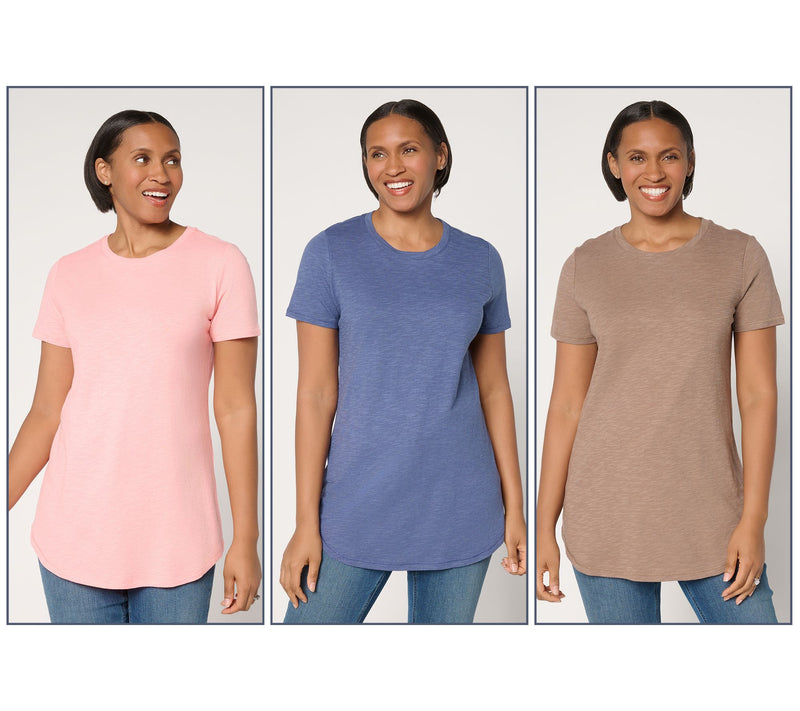 Denim & Co. Essentials Regular Linen Blend 3-Pack Tunics — View 17