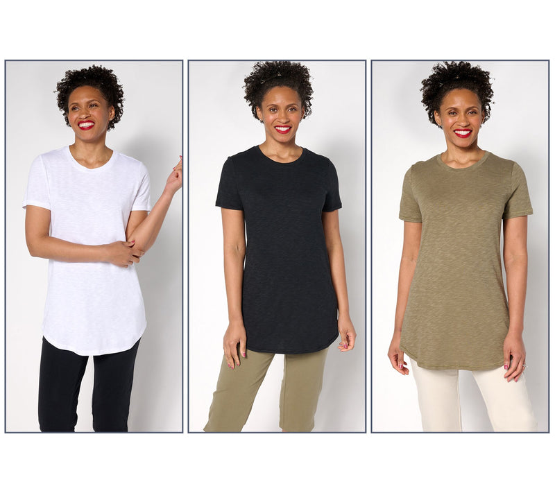 Denim & Co. Essentials Petite Linen Blend 3-Pack Tunics — View 6