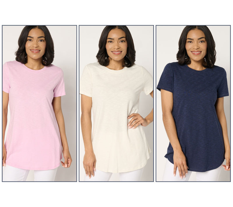 Denim & Co. Essentials Petite Linen Blend 3-Pack Tunics — View 3