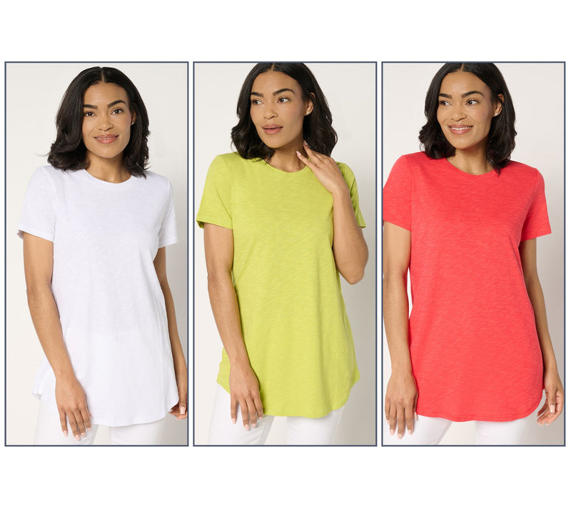 Denim & Co. Essentials Petite Linen Blend 3-Pack Tunics — View 7