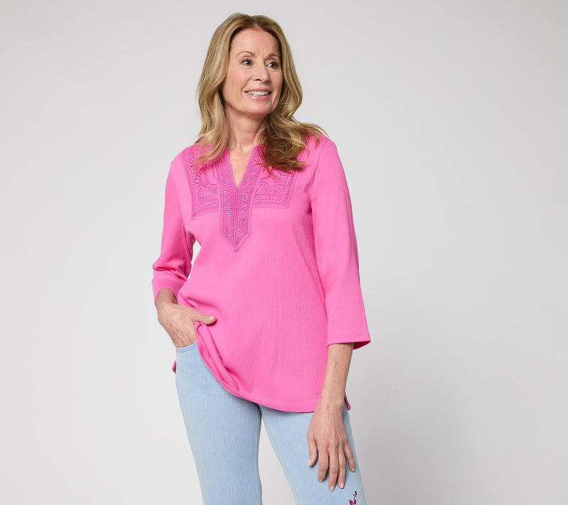 Belle by Kim Gravel Packabelle Gotta Getaway Lace Trim Top — View 20