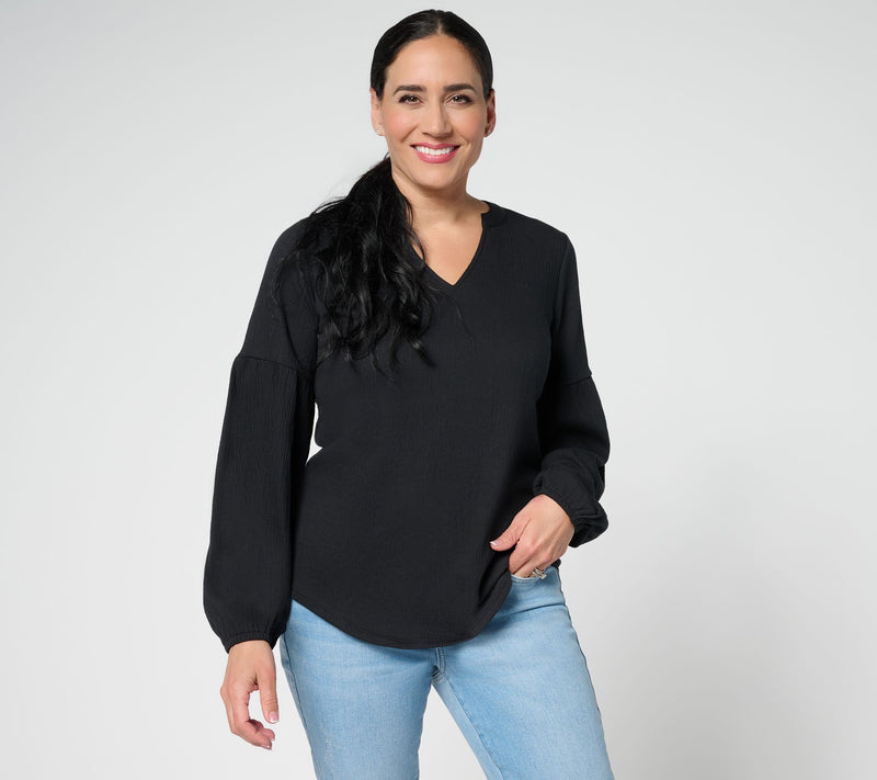 Belle by Kim Gravel Packabelle Gotta Getaway Split Neck Top — View 7