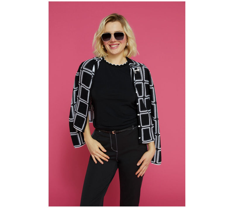 Isaac Mizrahi Live! Knit Crewneck Elbow Sleeve Top with Scallop Trim — View 8