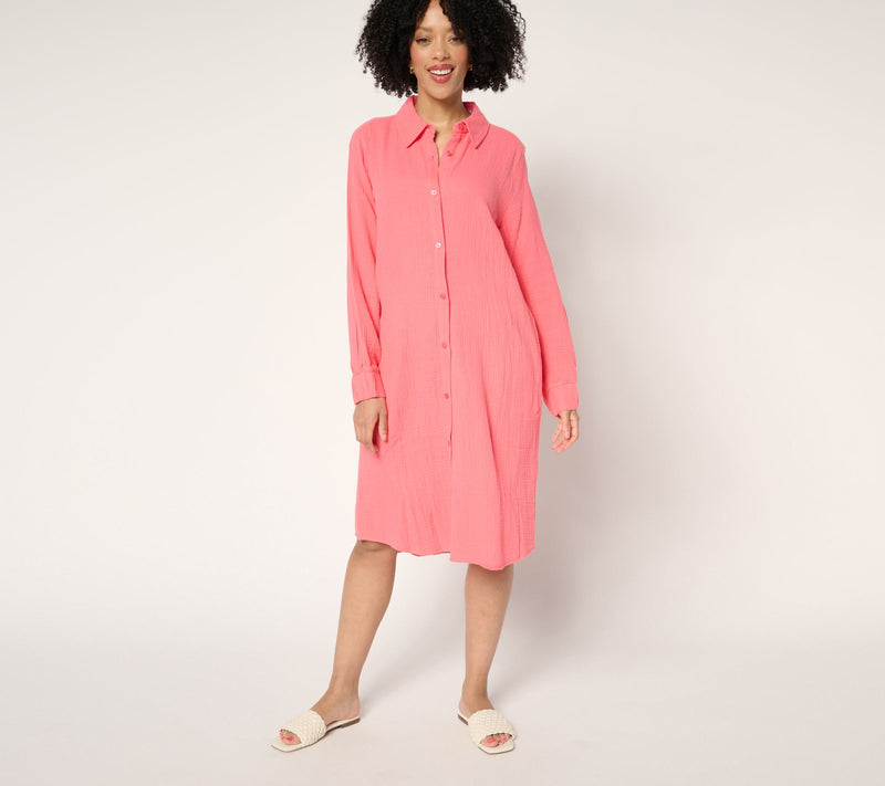 Denim & Co. Adaptive Beach Cotton Gauze Dress — View 11