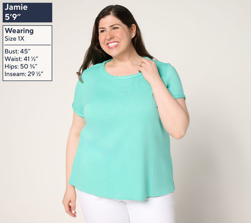 Belle by Kim Gravel Slub Knit Cape Cod Rope Trim Top — View 2