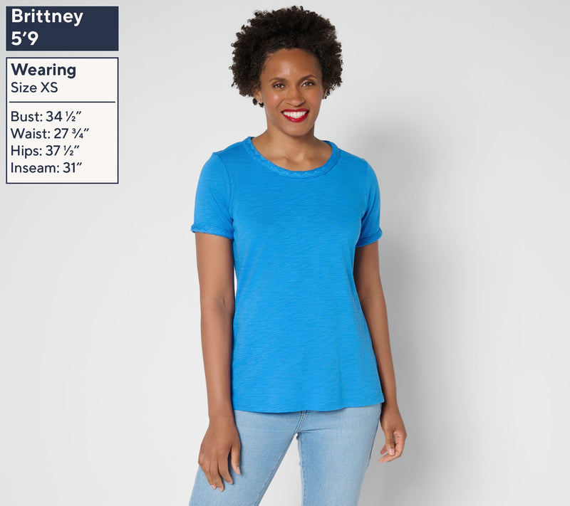 Belle by Kim Gravel Slub Knit Cape Cod Rope Trim Top — View 3