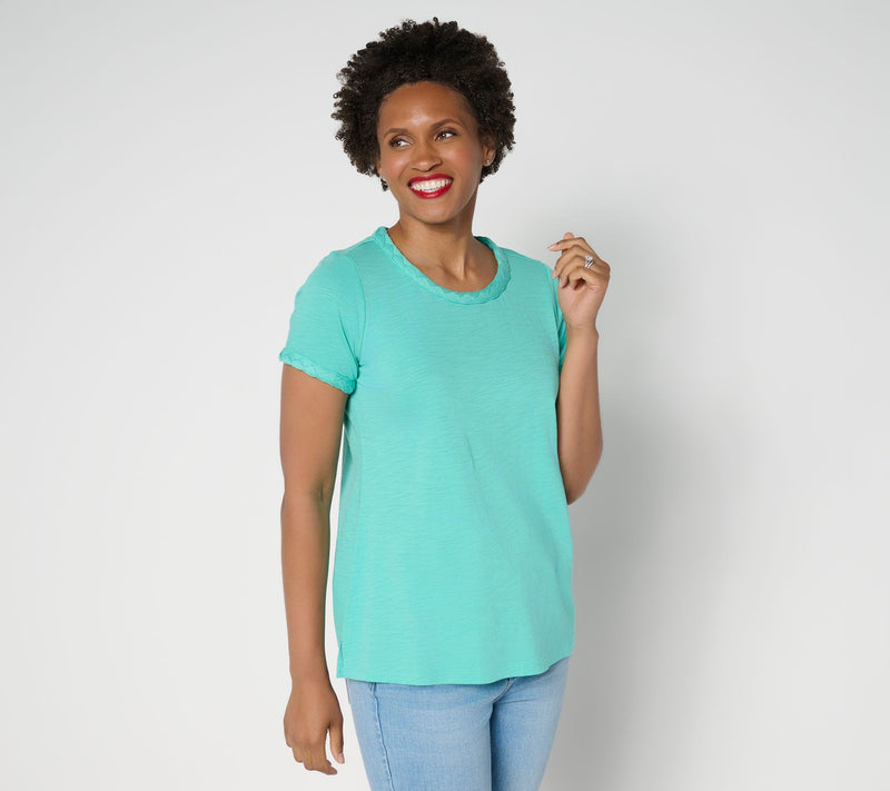 Belle by Kim Gravel Slub Knit Cape Cod Rope Trim Top — View 14