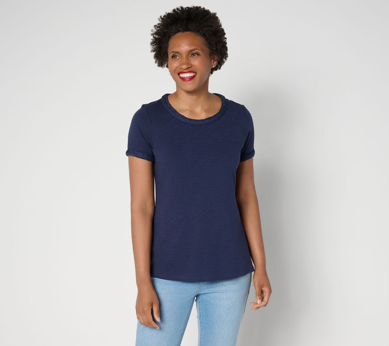 Belle by Kim Gravel Slub Knit Cape Cod Rope Trim Top — View 15