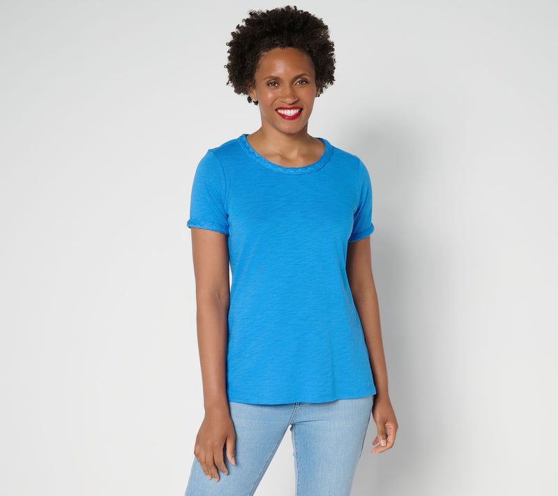 Belle by Kim Gravel Slub Knit Cape Cod Rope Trim Top — View 16