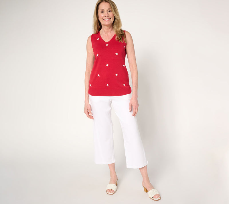 Belle by Kim Gravel V-Neck Mini Stars Sweater Tank — View 15