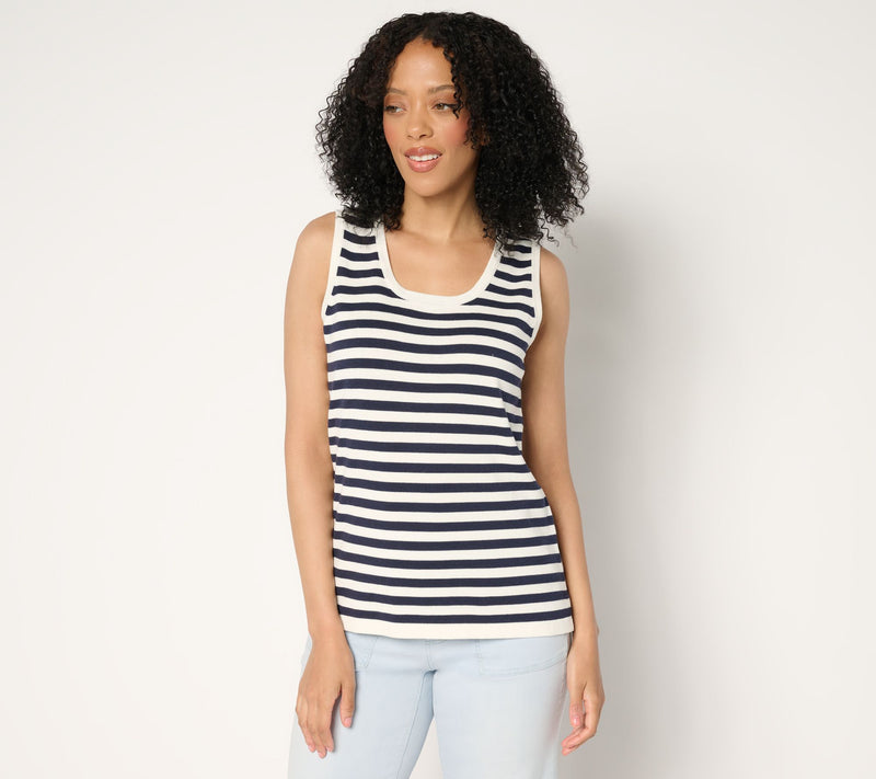 Belle by Kim Gravel Cape Cod Coastal Striped Sweater Tank — View 11