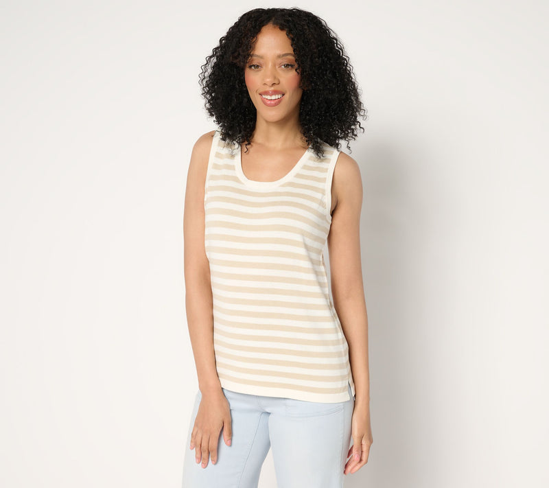 Belle by Kim Gravel Cape Cod Coastal Striped Sweater Tank — View 7