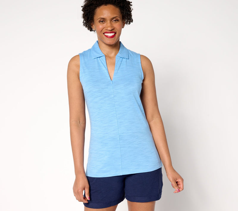 Belle Body by Kim Gravel Slub Knit Half Zip Sleeveless Polo — Main view