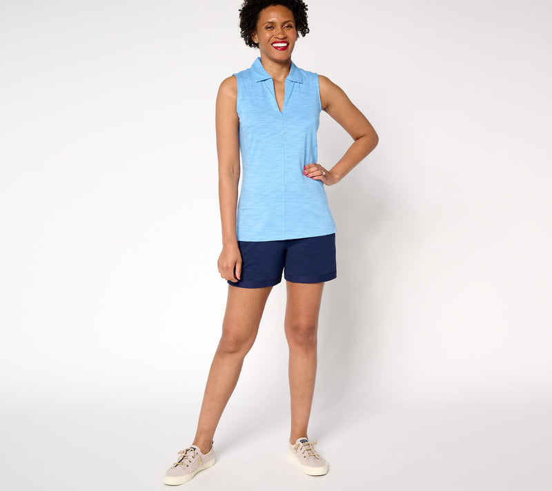 Belle Body by Kim Gravel Slub Knit Half Zip Sleeveless Polo — View 5