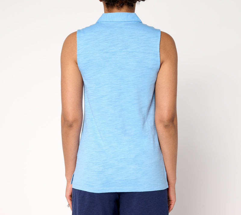 Belle Body by Kim Gravel Slub Knit Half Zip Sleeveless Polo — View 4