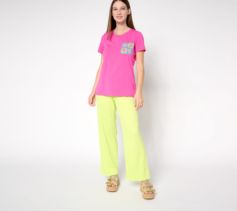 Belle by Kim Gravel Crochet Pocket Short Sleeve Top — View 12