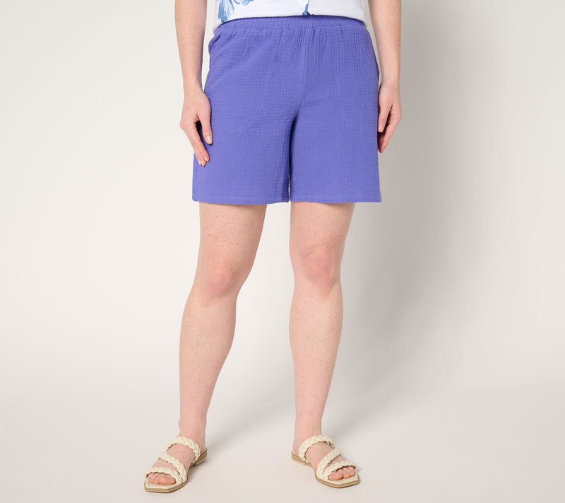 Belle Beach by Kim Gravel 100% Cotton Gauze 7" Shorts — View 15