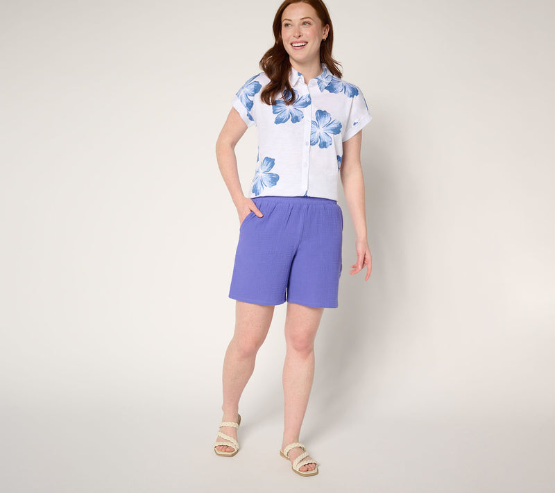 Belle Beach by Kim Gravel 100% Cotton Gauze 7" Shorts — View 5