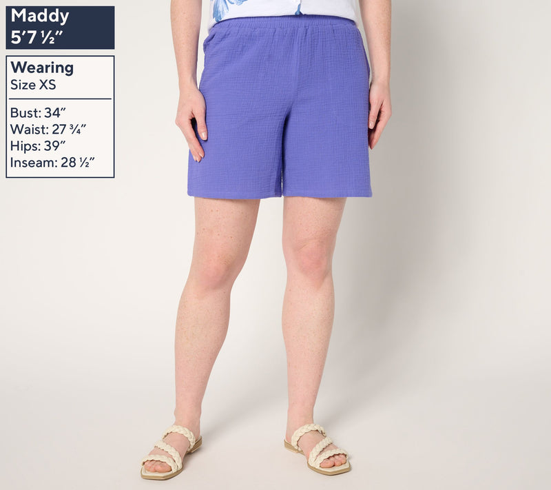 Belle Beach by Kim Gravel 100% Cotton Gauze 7" Shorts — View 3