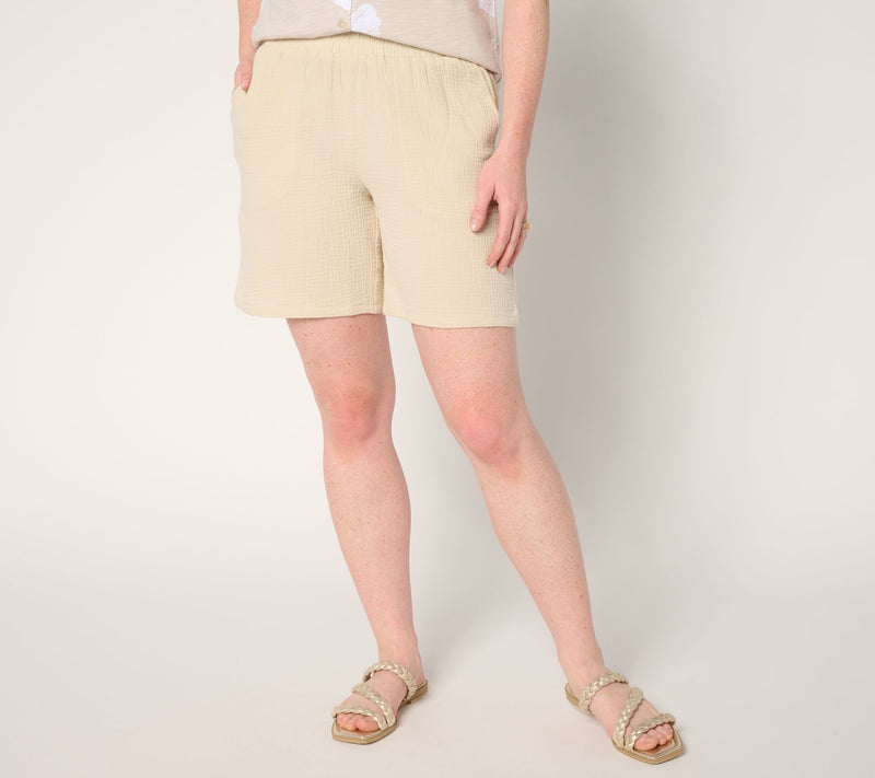 Belle Beach by Kim Gravel 100% Cotton Gauze 7" Shorts — View 20