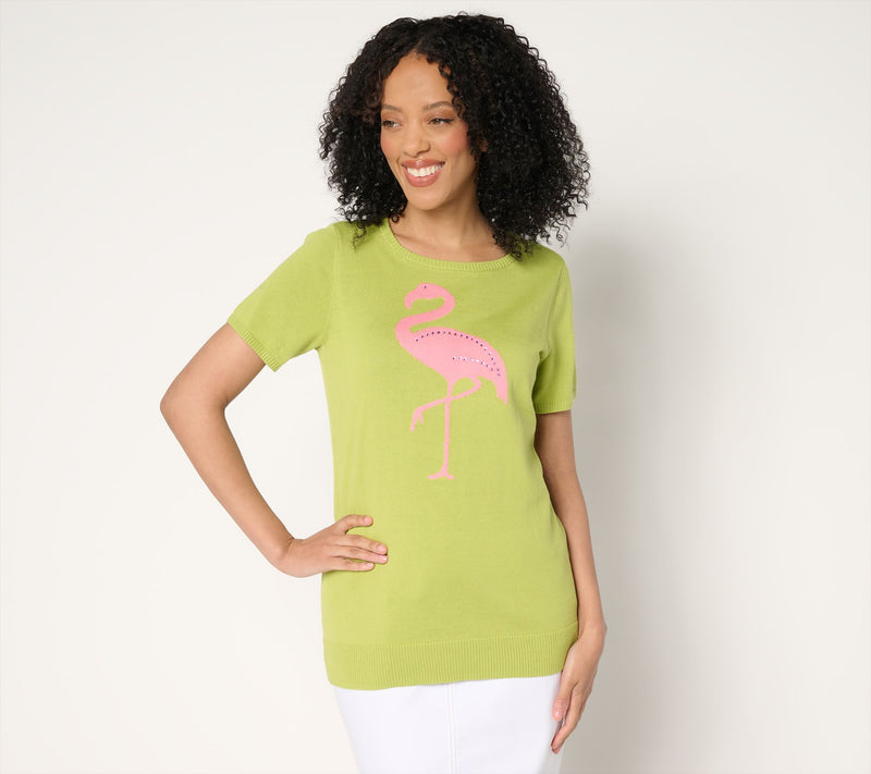 Belle Beach by Kim Gravel Let's Flamingle Sweater with Embellishment — View 13