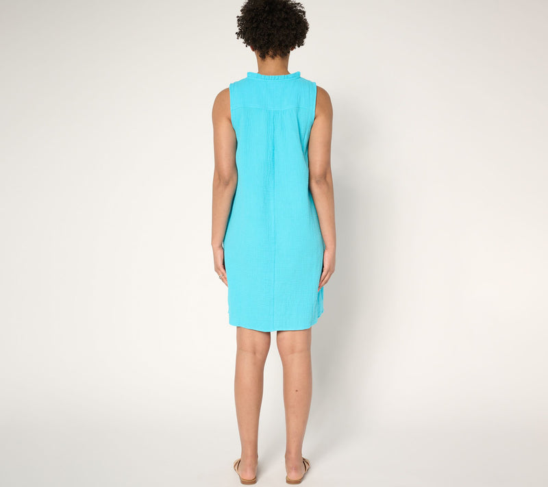 Belle Beach by Kim Gravel Regular Cotton Gauze Luau Tassel Dress — View 12