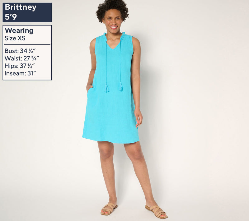 Belle Beach by Kim Gravel Petite Cotton Gauze Luau Tassel Dress — View 11