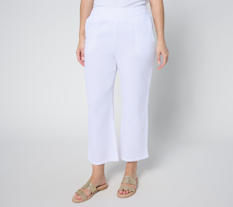 Belle Beach by Kim Gravel Regular 100% Cotton Gauze Cropped Pant — View 15