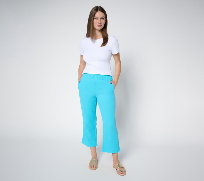 Belle Beach by Kim Gravel Regular 100% Cotton Gauze Cropped Pant — View 4