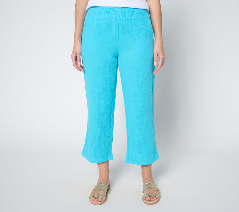 Belle Beach by Kim Gravel Regular 100% Cotton Gauze Cropped Pant — View 18