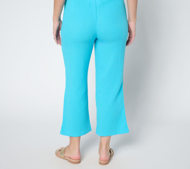Belle Beach by Kim Gravel Petite 100% Cotton Gauze Cropped Pant — View 3
