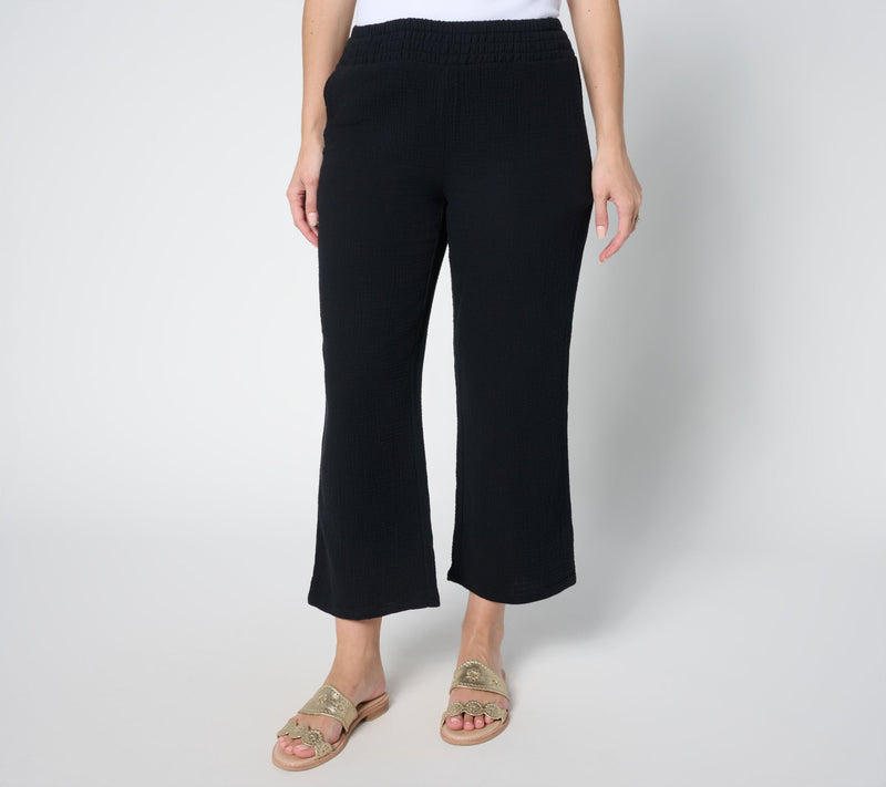 Belle Beach by Kim Gravel Petite 100% Cotton Gauze Cropped Pant — View 13