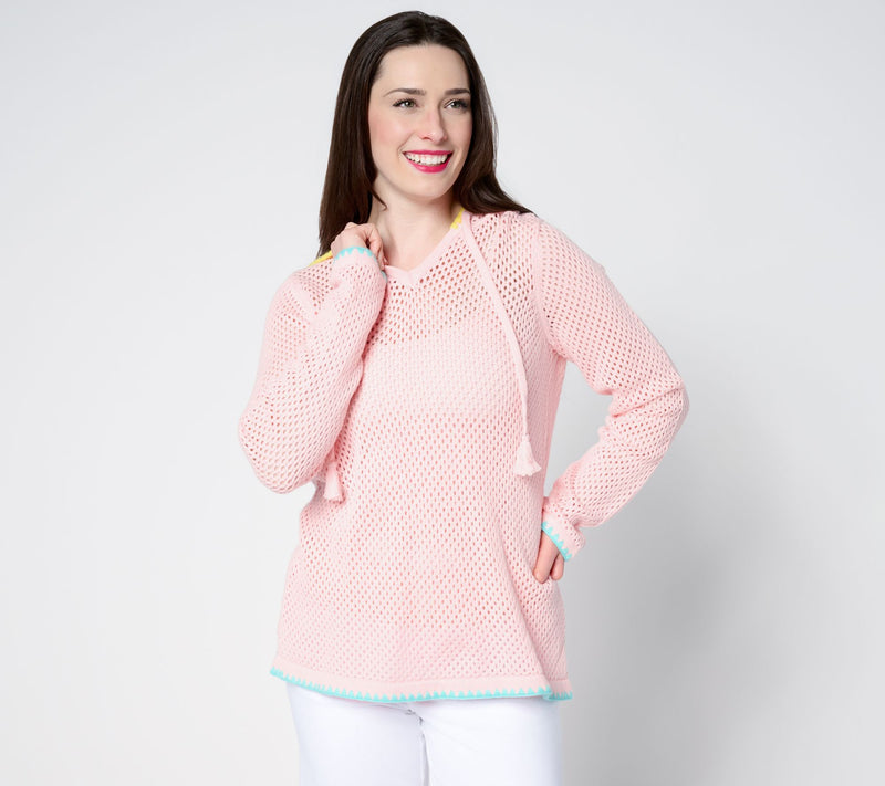 Belle Beach by Kim Gravel 100% Cotton Open Stitch Hoodie w/ Trim — Main view