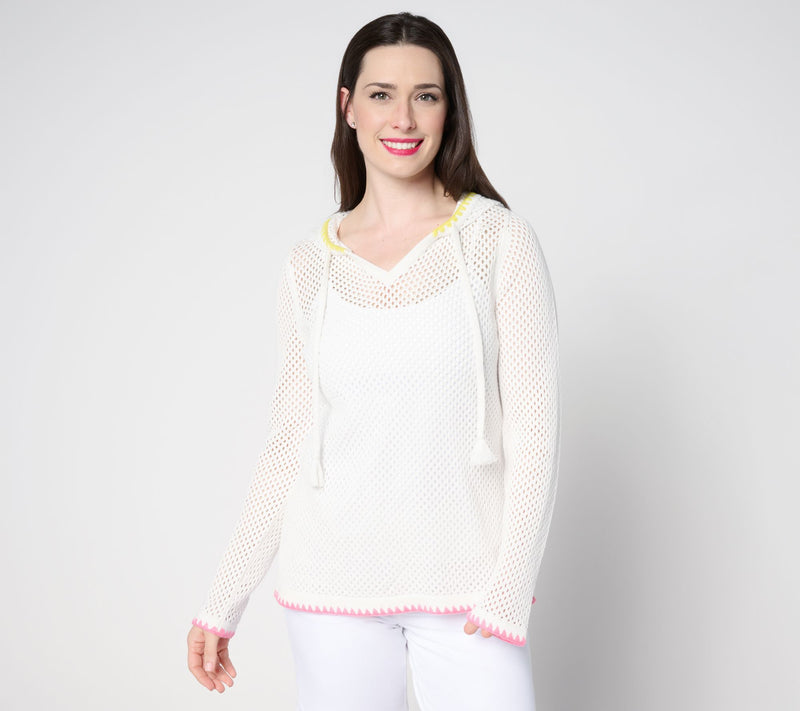 Belle Beach by Kim Gravel 100% Cotton Open Stitch Hoodie w/ Trim — View 11
