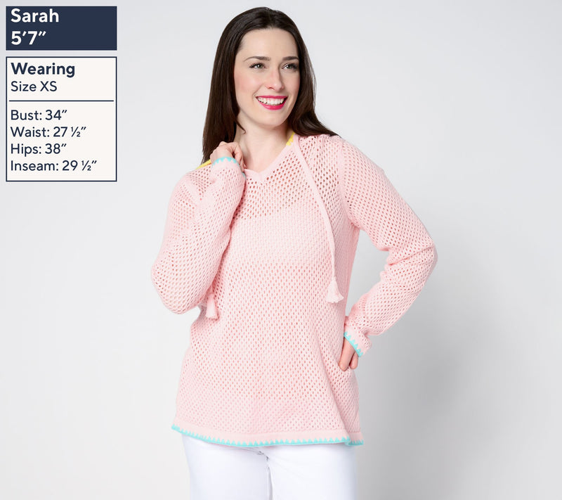 Belle Beach by Kim Gravel 100% Cotton Open Stitch Hoodie w/ Trim — View 3