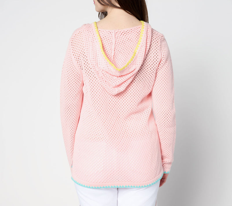 Belle Beach by Kim Gravel 100% Cotton Open Stitch Hoodie w/ Trim — View 4