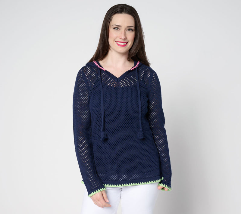 Belle Beach by Kim Gravel 100% Cotton Open Stitch Hoodie w/ Trim — View 12