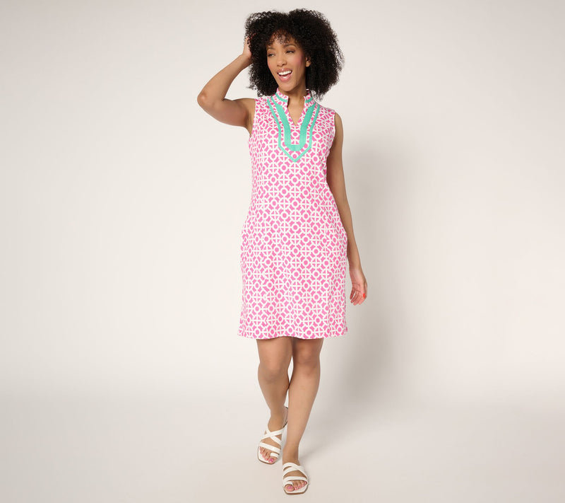 Belle Body by Kim Gravel Petite Geo Athletic Jersey Preppy Dress — View 3