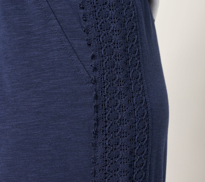 Belle by Kim Gravel Petite Slub Knit Pull On Pant w/ Crochet Trim — View 6