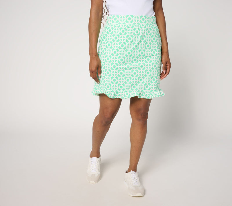 Belle Body by Kim Gravel Petite Geo Athletic Jersey Ruffle Skort — View 3