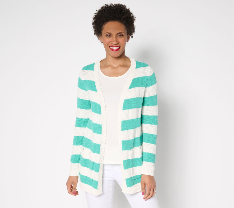 Belle by Kim Gravel Petite Cape Cod 100% Cotton Slub Cardigan — View 7