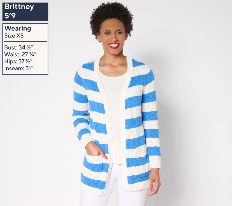 Belle by Kim Gravel Petite Cape Cod 100% Cotton Slub Cardigan — View 12
