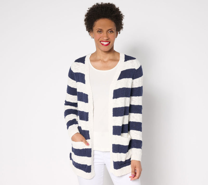 Belle by Kim Gravel Petite Cape Cod 100% Cotton Slub Cardigan — View 11