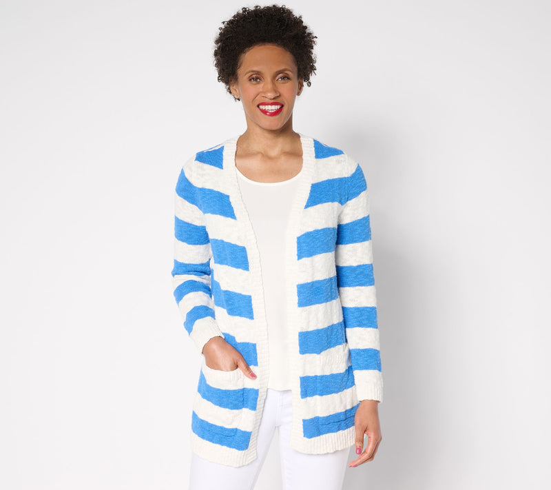 Belle by Kim Gravel Petite Cape Cod 100% Cotton Slub Cardigan — View 5