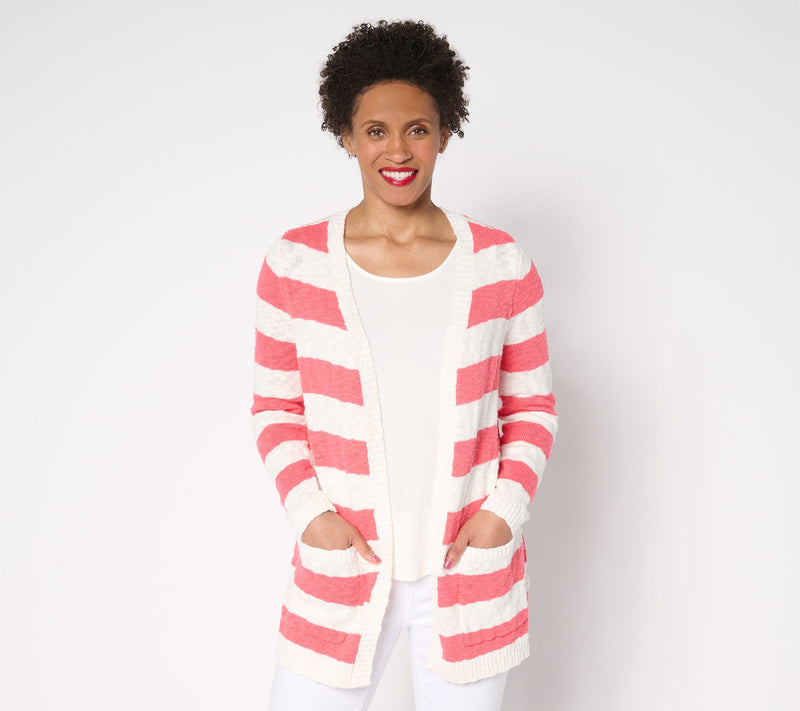 Belle by Kim Gravel Petite Cape Cod 100% Cotton Slub Cardigan — Main view