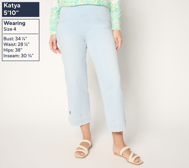 Belle by Kim Gravel Regular TripleLuxe Denim Sealife Eyelet Crop — View 3